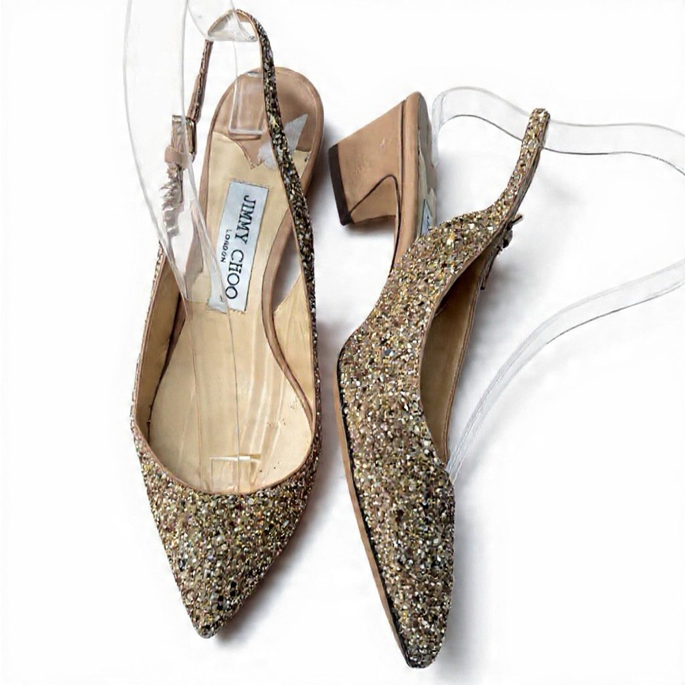 Jimmy Choo Gemma 40 Glitter Slingback pump. - Picture 5 of 12